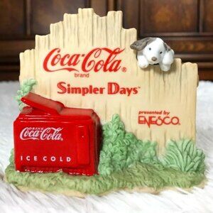 Vintage Coca-Cola Simpler Days Puppy Stoneware Figurine